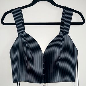 NWT Alice and Olivia Sz 6  Striped NAVY and White  Women's  Crop Top